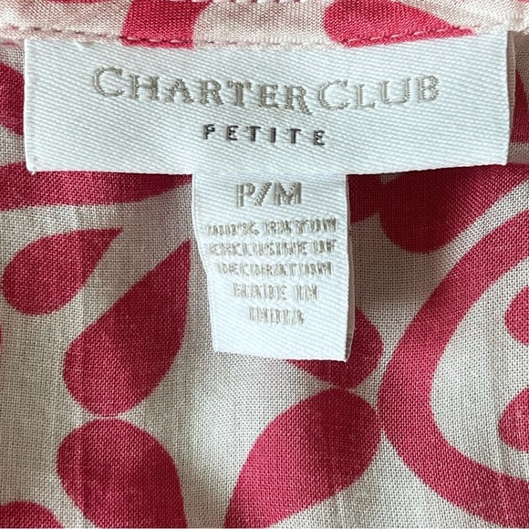 Charter Club Embroidered Split Neck Tunic Pink White Size PM Resort Cruise Chic - Picture 10 of 14